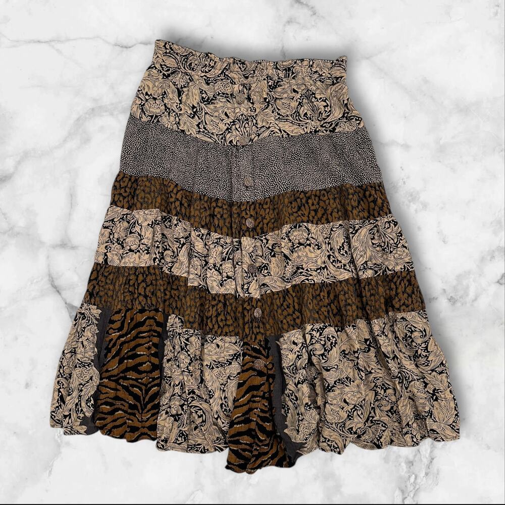 VTG Vintage Carole Little Maxi Skirt Boho Cottagecore Elastic Waist Size 8 L/XL